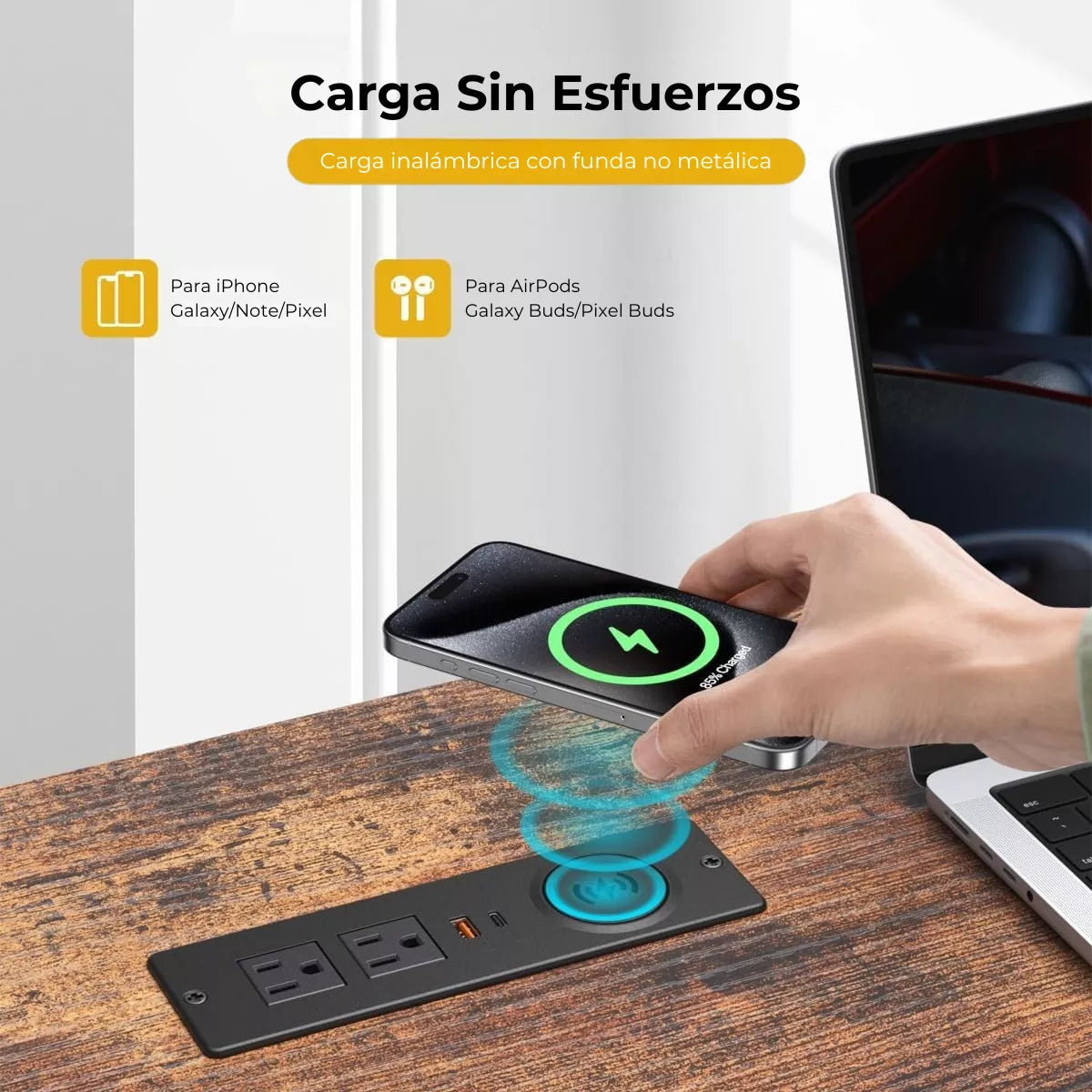 Toma Corriente Empotrable con Carga Inalámbrica