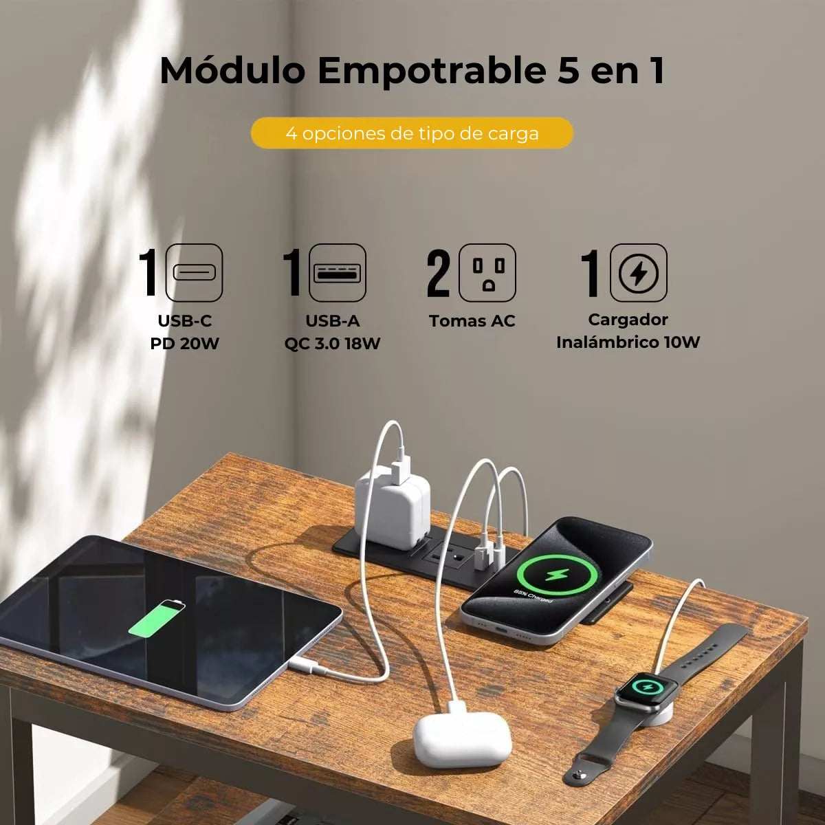 Toma Corriente Empotrable con Carga Inalámbrica